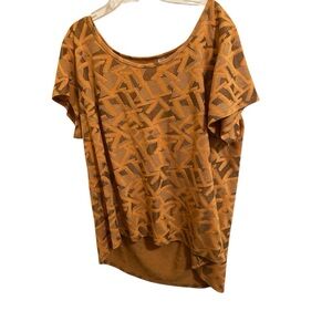 LuLaRoe Orange Geometric Patterned Womens Top